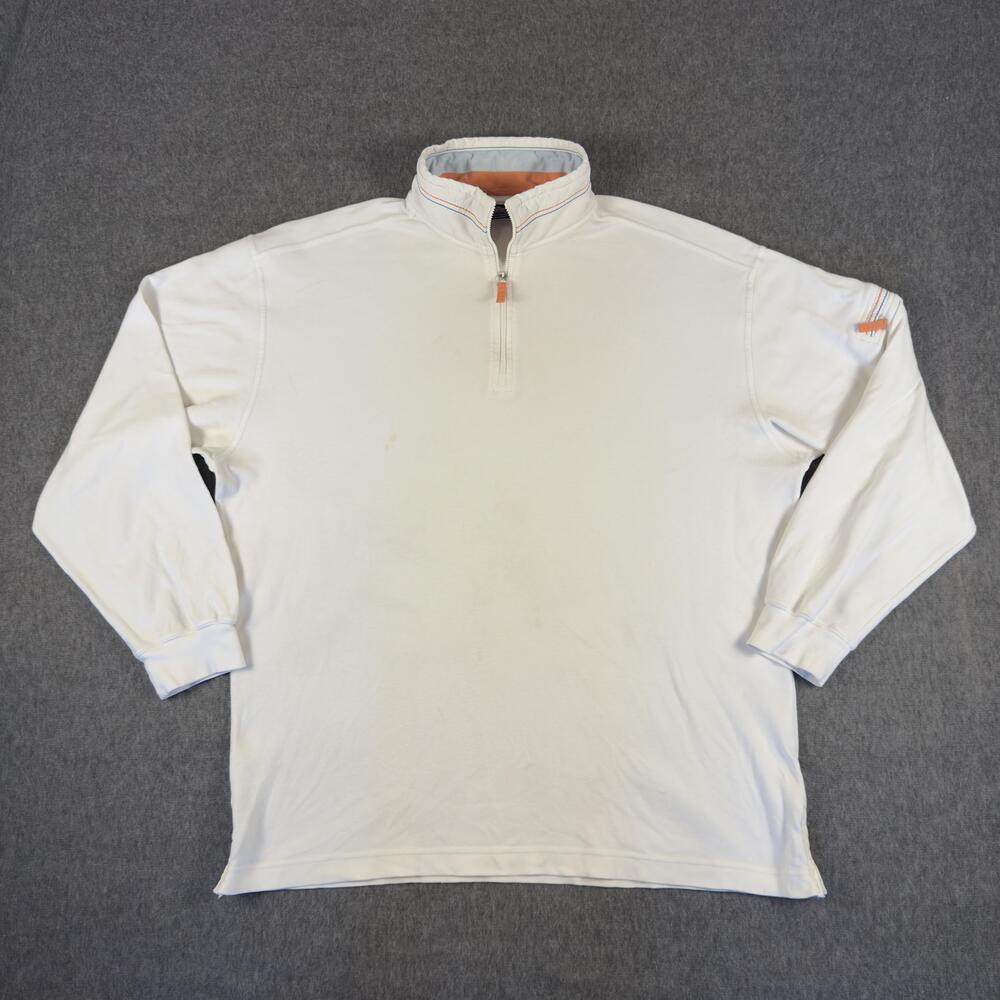 Paul & Shark Sweatshirt Mens 2XL White 1/4 Zip Mock Neck Nautical Yachting